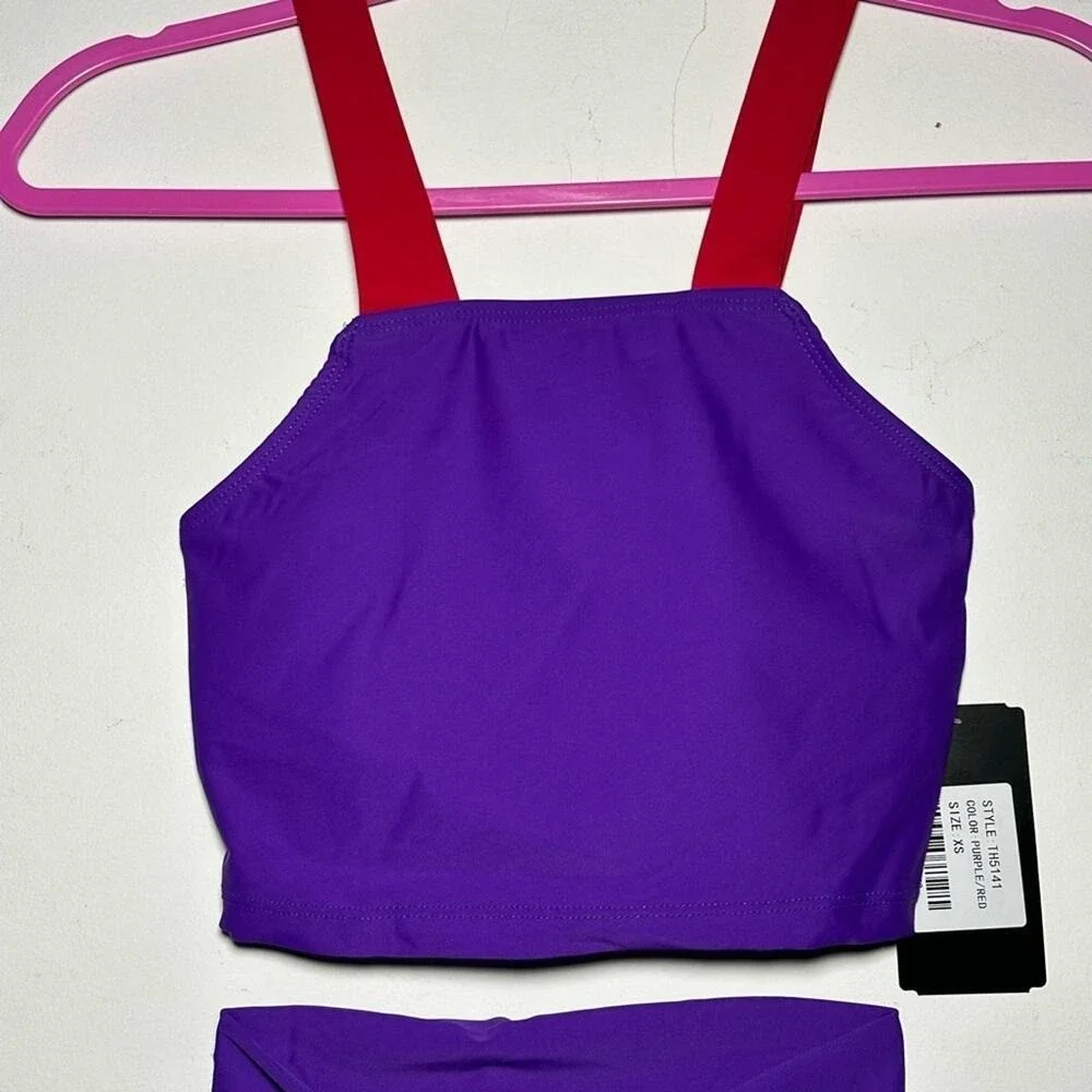 CM Theatricals dancewear class wear crop top purple and‎ red dance CM